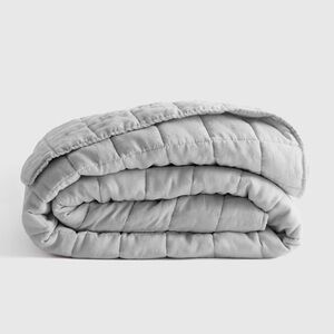 NWOT QUINCE European Linen Box Quilt King/Cal King Light Grey 5193